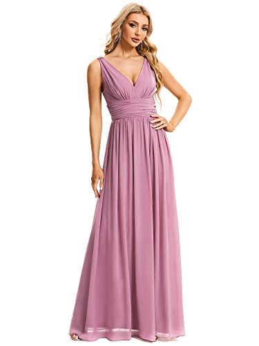 Ever-Pretty Damen A-Linie V-Ausschnitt Elegant Empire Chiffon Abendkleid Orchidee 54 von Ever-Pretty