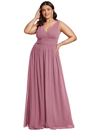 Ever-Pretty Damen A-Linie V-Ausschnitt Elegant Empire Chiffon Brautjungfernkleider Orchidee 40 von Ever-Pretty