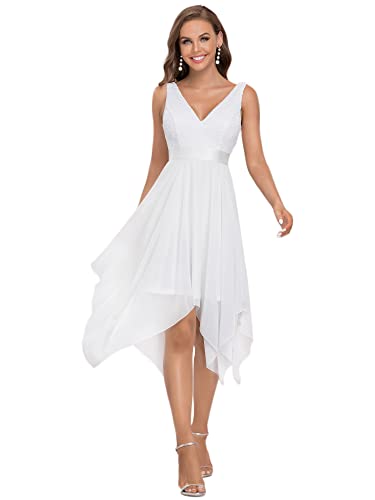 Ever-Pretty Damen Ärmellose V-Ausschnitt Empire A-Linie Spitze Chiffon Knielang Partykleider Abendkleider mit Unregelmäßig Saum Weiß 44EU Ever-Pretty Damen Ärmellose V-Ausschnitt Empire A-Linie Spitze Chiffon Knielang Partykleider Abendkleider mit Unregelmäßig Saum Weiß 44EU von Ever-Pretty