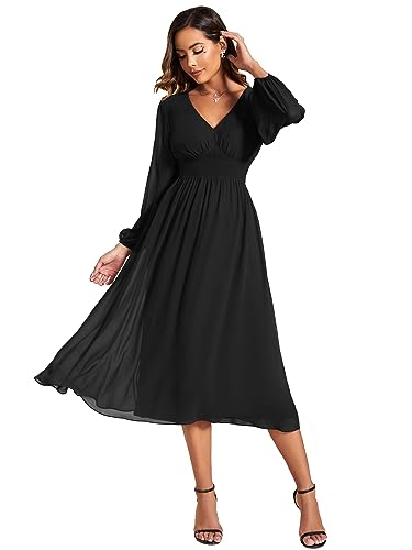 Ever-Pretty Damen Abendkleid A-Linie Knielang Cocktailkleid Elegant für Hochzeit V-Ausschnitt Kleid Ballkleid Schwarz 52 Ever-Pretty Damen Abendkleid A-Linie Knielang Cocktailkleid Elegant für Hochzeit V-Ausschnitt Kleid Ballkleid Schwarz 52 von Ever-Pretty