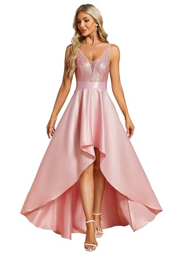 Ever-Pretty Damen Abendkleid Frau A-Linie Chiffon Ballkleid V Ausschnitt Hochzeit Rosa 38 von Ever-Pretty