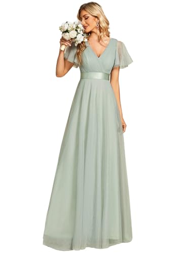 Ever-Pretty Damen Abendkleid Lang A-Linie Tüll Brautjungfer Partykleid Kurze Ärmel Minzgrün 58 Ever-Pretty Damen Abendkleid Lang A-Linie Tüll Brautjungfer Partykleid Kurze Ärmel Minzgrün 58 von Ever-Pretty