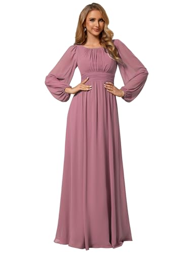 Ever-Pretty Damen Abendkleid Lang Elegant Maxi Hochzeit Lange Ärmel Chiffon Brautjungfernkleider Ballkleid Orchidee 50 Ever-Pretty Damen Abendkleid Lang Elegant Maxi Hochzeit Lange Ärmel Chiffon Brautjungfernkleider Ballkleid Orchidee 50 von Ever-Pretty