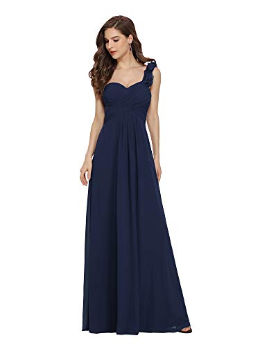 Ever-Pretty Damen Abendkleid One Shoulder A-Linie Empire Chiffon Lang Brautjungfernkleider Navy Blau 50EU von Ever-Pretty