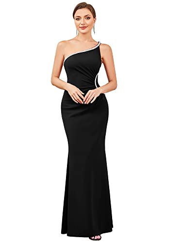 Ever-Pretty Damen Abendkleider Eine Schulter Rückenfrei Bodycon Partykleider with Diamant Schwarz L von Ever-Pretty