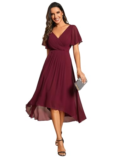 Ever-Pretty Damen Abendkleider Elegant A-Line Knielang Cocktailkleid Elegant für Hochzeit Festliche Kleider Burgund 56 von Ever-Pretty