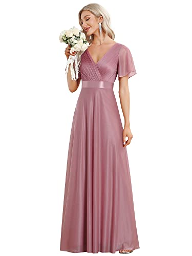 Ever-Pretty Damen Funkelnde Rüschen Ärmel Tiefer V-Ausschnitt Empire Taille A-Linie Brautjungfernkleider Orchidee 38EU Ever-Pretty Damen Funkelnde Rüschen Ärmel Tiefer V-Ausschnitt Empire Taille A-Linie Brautjungfernkleider Orchidee 38EU von Ever-Pretty