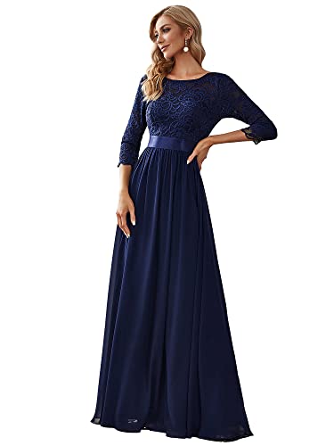 Ever-Pretty Damen Lange Empire Taille Brautjungfer Kleider Navy Blau 42 von Ever-Pretty