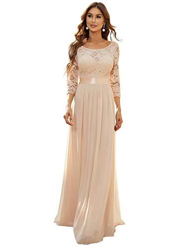 Ever-Pretty Damen Lange Empire Taille Brautjungfer Kleider Rosa 40 von Ever-Pretty