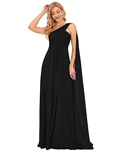 Ever-Pretty Damen Lange One Shoulder Chiffon Abendkleider Festkleider Größe 46 Schwarz von Ever-Pretty