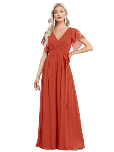 Ever-Pretty Damen Mutter Der Braut Abendkleider Gürtel A-Linie Empire Kurze Ärmel Cocktailkleider V-Ausschnitt Chiffon Elegant Gebranntes Orange 40 Ever-Pretty Damen Mutter Der Braut Abendkleider Gürtel A-Linie Empire Kurze Ärmel Cocktailkleider V-Ausschnitt Chiffon Elegant Gebranntes Orange 40 von Ever-Pretty