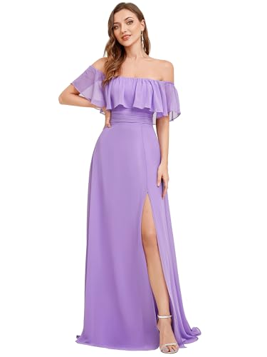Ever-Pretty Damen Schulterfrei Rüschen Dekolletiert Chiffon Hohe Taille Elegant Maxi Ballkleider Lavendel 40 Ever-Pretty Damen Schulterfrei Rüschen Dekolletiert Chiffon Hohe Taille Elegant Maxi Ballkleider Lavendel 40 von Ever-Pretty