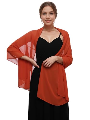 Ever-Pretty Damen Stola für Abendkleid Elegante Chiffon Schal Tücher Bolero für Abendkleider Festliche Stola Gebranntes Orange von Ever-Pretty