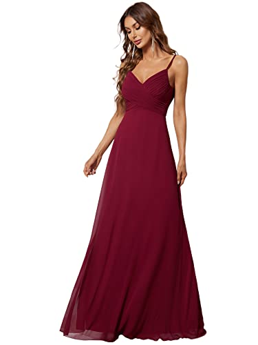 Ever-Pretty Damen lang Spitzenkleider Chiffon A-Linie V-Ausschnitt Einstellbar Spaghetti-Träger Spitze Burgund 40EU Ever-Pretty Damen lang Spitzenkleider Chiffon A-Linie V-Ausschnitt Einstellbar Spaghetti-Träger Spitze Burgund 40EU von Ever-Pretty