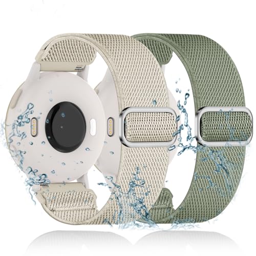 2 Stück Elastisch Wasserdicht Nylon Armband Ersatz für Garmin Vivoactive 5/Vivoactive 3/Garmin Venu 2 Plus Armband,20mm Elastische Nylon Loop Dehnbare Ersatzband für garmin Forerunner 55/245/645 von EverAct