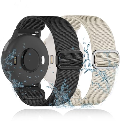 2 Stück Elastisch Wasserdicht Nylon Armband Ersatz für Vivoactive 5/Vivoactive 3/Garmin Venu 2 Plus Armband,20mm Elastische Nylon Loop Dehnbare Ersatzband für Garmin Forerunner 55/245/645 von EverAct