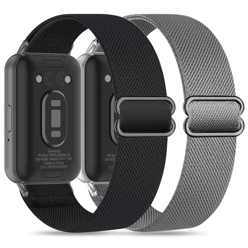 EverAct Elastische Armband kompatibel mit Samsung Galaxy Fit 3 Armband Ersatzband Uhrenarmband Zubehör für Samsung Galaxy Fit 3 SM-R390 Nylon Ersatzarmband Sport Uhrenarmband Damen Herren von EverAct