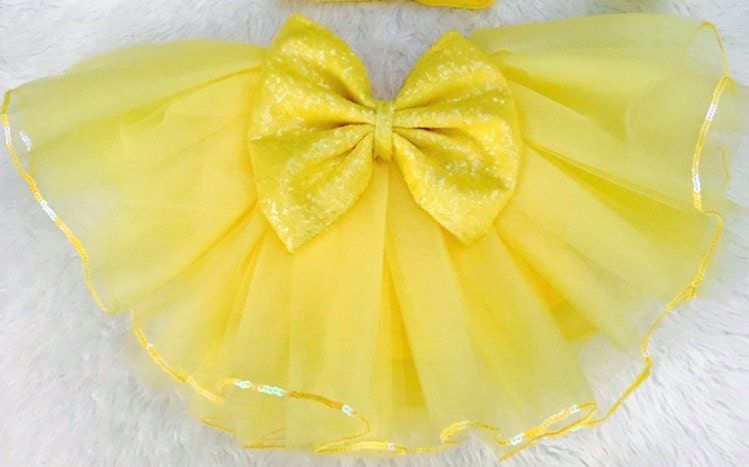 Baby-Küken Ostern Gelb-Tutu Mit Pailletten Schleife Aufgenäht Tutu Rock von EverAfterFairytales