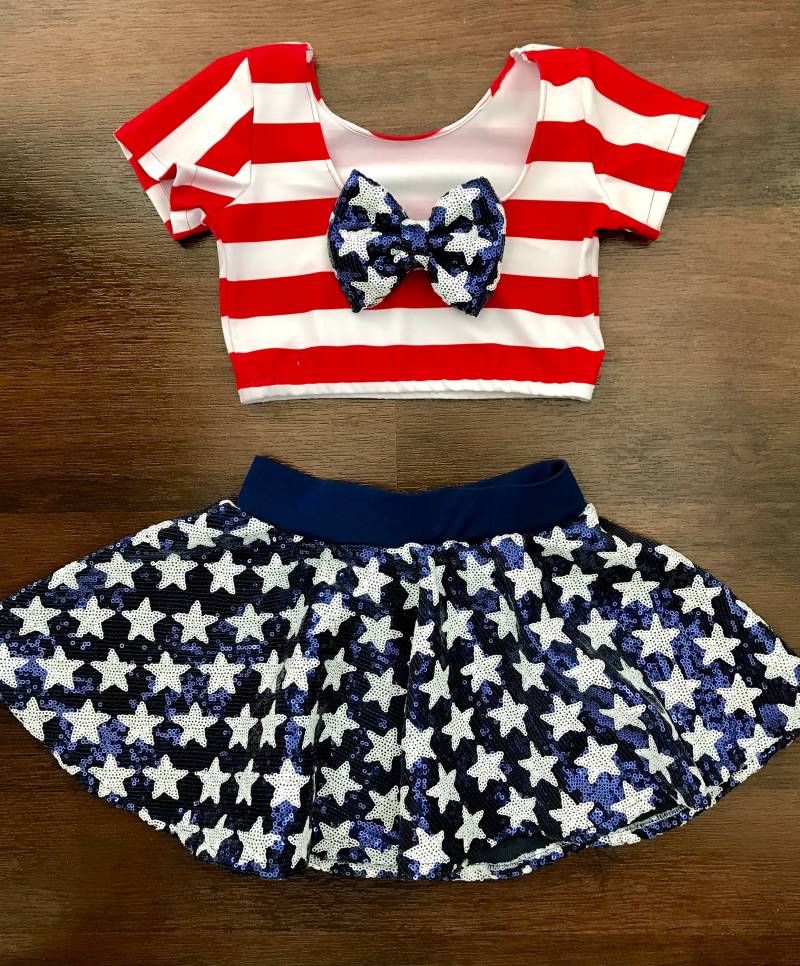 Mädchen 4. Juli Independence Day Memorial Rock Und Ernte Oben Satz von EverAfterFairytales