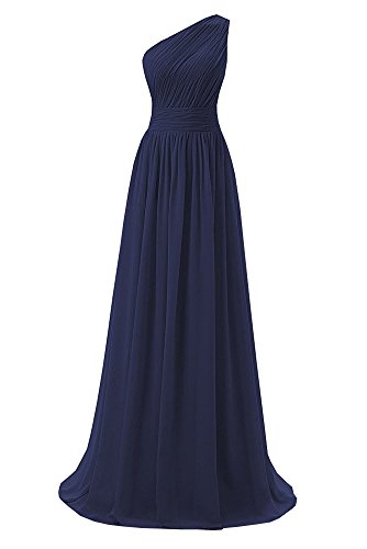 EverBeauties Damen Ballkleider Brautjungfern One Shoulder Chiffon Abendkleider Marine Blau 44 von EverBeauties