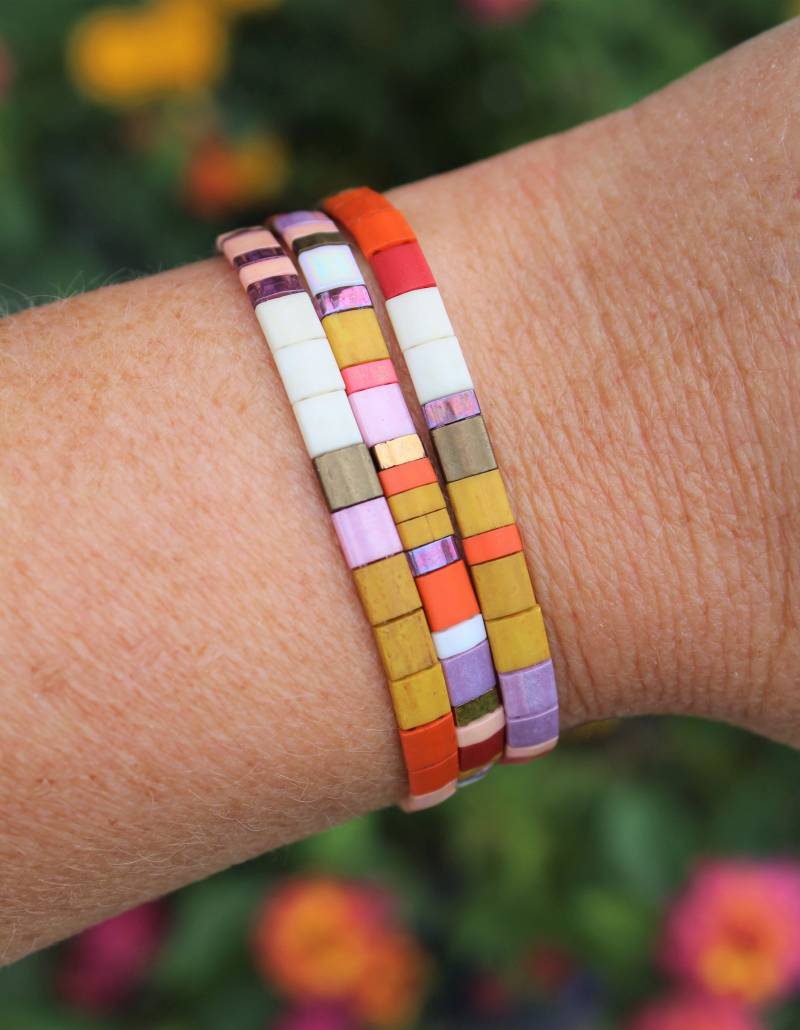Fliesenarmband Set - Retro Beinhaltet 3 Stretch Tila Armbänder von EverDesignsJewelry