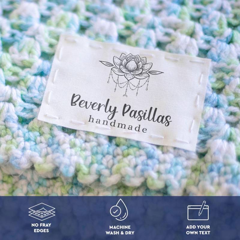 12 Große Baumwolletiketten, 2"x 3" , Benutzerdefinierte Personalisierte Quiltetiketten, Häkeletiketten, Boho Stricketiketten, Modernes Quiltetikett von EverEmblem