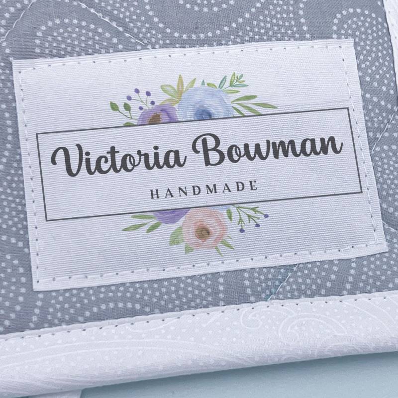 Set 12 Stück Nähetiketten, 2"x3" Aquarell Baumwolletiketten, Quiltetiketten, Stricketiketten, Stoffetiketten Für Blumen, Personalisierte von EverEmblem