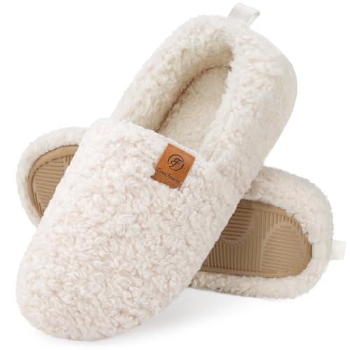 EverFoams Damen Warme Kunstwolle Memory Foam Voll Hausschuhe, Weiß, 38/39 EU von EverFoams