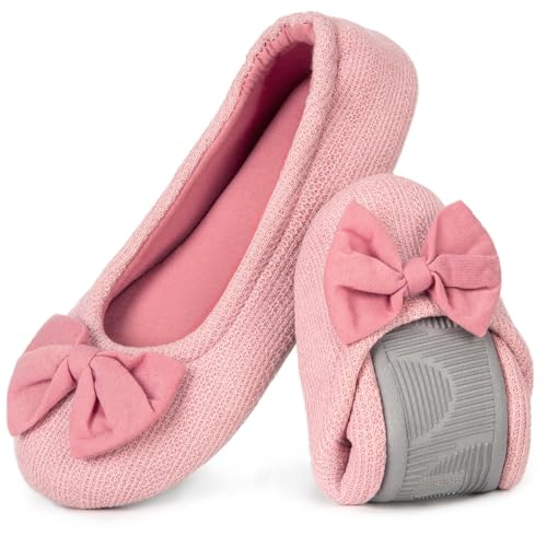 EverFoams Damen Ballerina Hausschuhe Leicht Frottee Baumwolle Memory Foam Geschlossen Pantoffeln, Rosa, 36/37 EU von EverFoams