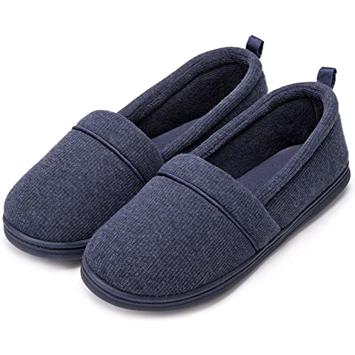 EverFoams Damen Gemütliche Memory Foam Hausschuhe, Leichte Frottee Halbschuhe mit Rutschfester Gummisohle Marineblau,39 EU von EverFoams