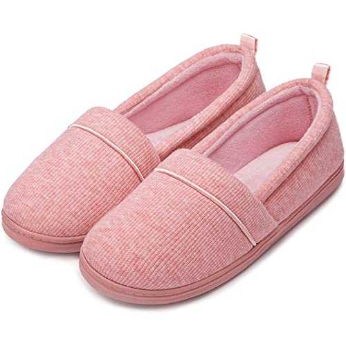 EverFoams Damen Gemütliche Memory Foam Hausschuhe, Leichte Frottee Halbschuhe mit Rutschfester Gummisohle Rosa,37 EU von EverFoams