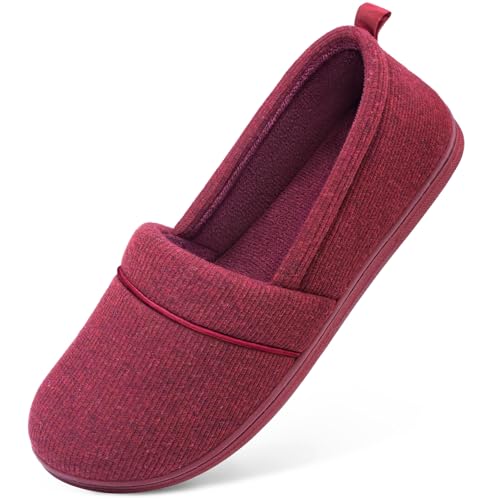 EverFoams Damen Gemütliche Memory Foam Hausschuhe, Leichte Frottee Halbschuhe mit Rutschfester Gummisohle Weinrot,38 EU EverFoams Damen Gemütliche Memory Foam Hausschuhe, Leichte Frottee Halbschuhe mit Rutschfester Gummisohle Weinrot,38 EU von EverFoams