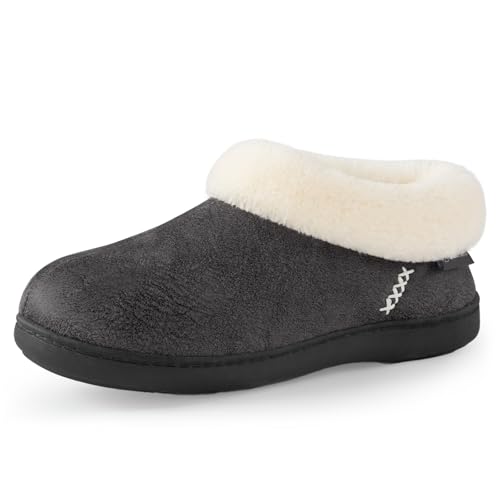 EverFoams Damen Hausschuhe Winter Rutschfest Warme Pantoffeln Plüsch mit Memory-Schaum Dunkelgrau, 38/39 EU von EverFoams