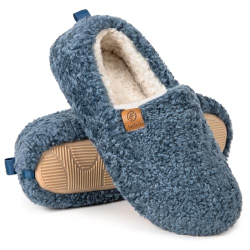 EverFoams Damen Warme Kunstwolle Memory Foam Voll Hausschuhe, Blau, 36/37 EU von EverFoams