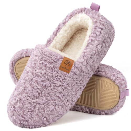 EverFoams Damen Warme Hausschuhe Kunstwolle Memory Foam Geschlossen Pantoffeln, Lila, 40/41 EU von EverFoams