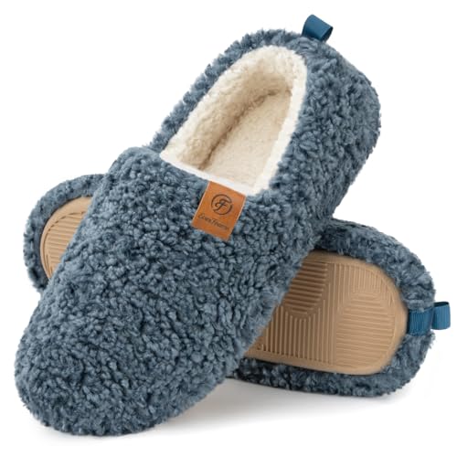 EverFoams Damen Warme Hausschuhe Kunstwolle Memory Foam Geschlossen Pantoffeln Blue, 39.5 EU von EverFoams