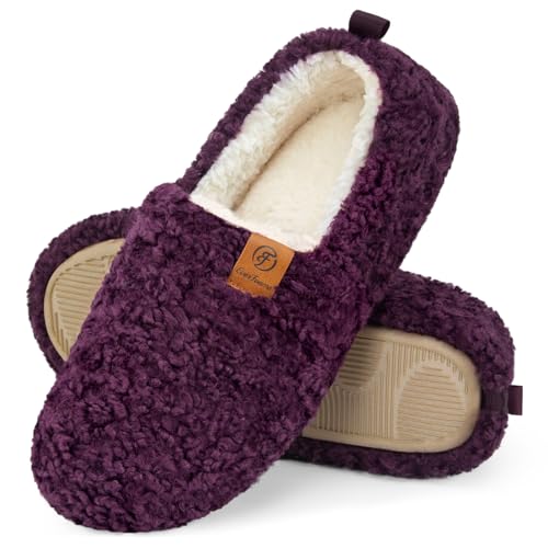 EverFoams Damen Warme Hausschuhe Kunstwolle Memory Foam Geschlossen Pantoffeln Dark Purple, 39.5 EU von EverFoams