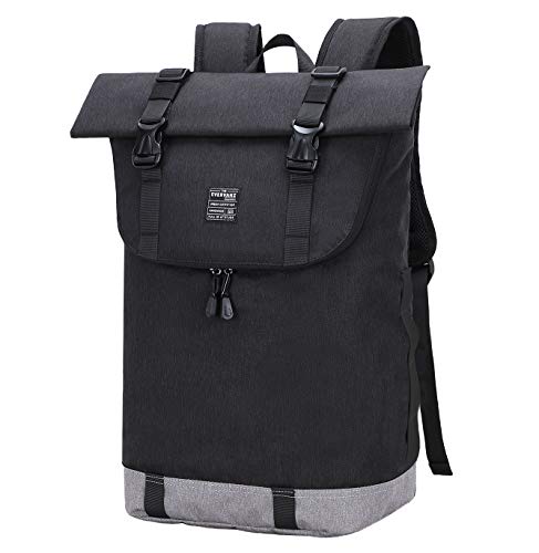 EverVanz Laptop-Rucksack, Damen & Herren Roll Top Wasserdichter Wanderrucksack, Leichter, Lässiger Rucksack, Stylische Schultasche von EverVanz