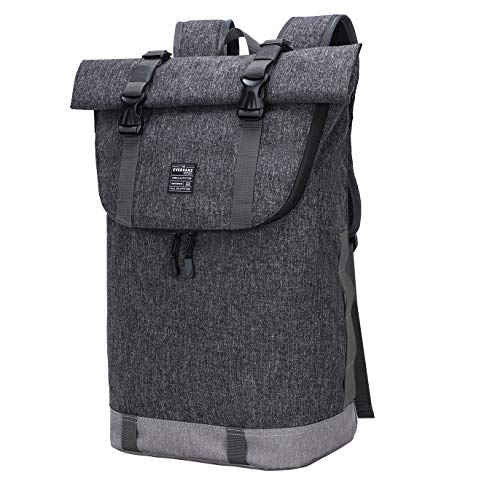 EverVanz Laptop-Rucksack, Damen & Herren Roll Top Wasserdichter Wanderrucksack, Leichter, Lässiger Rucksack, Stylische Schultasche von EverVanz