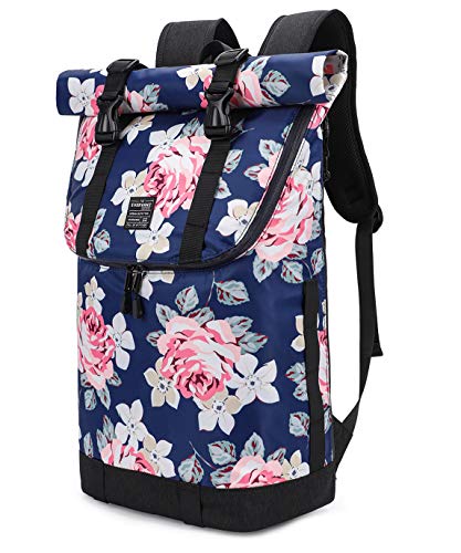 EverVanz Laptop-Rucksack, Damen & Herren Roll Top Wasserdichter Wanderrucksack, Leichter, Lässiger Rucksack, Stylische Schultasche von EverVanz