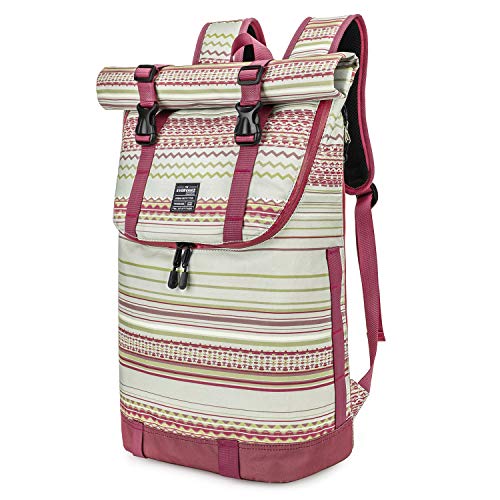 EverVanz Laptop-Rucksack, Damen & Herren Roll Top Wasserdichter Wanderrucksack, Leichter, Lässiger Rucksack, Stylische Schultasche von EverVanz