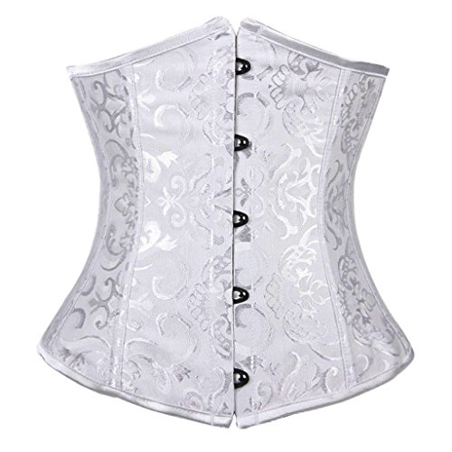 Everbellus Damen 24 Stahlstäbe Korsett Abnehmen Corsage Gürtel Unterbrust Cincher Ohne Stäbe Taillenmieder Weiß Medium von Everbellus