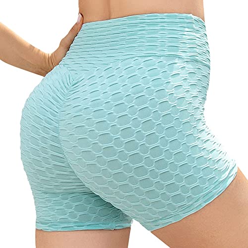 Everbellus Damen Butt Lifting Hohe Taille Laufshorts Mode Gym Workout Yoga-Shorts, blau, Medium von Everbellus