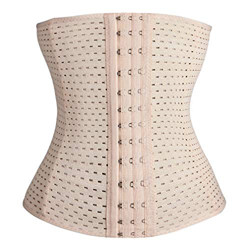 Everbellus Damen Corsage Korsage Korsett Waist Cincher mit 3 Stahlstaebchen Beige Large von Everbellus