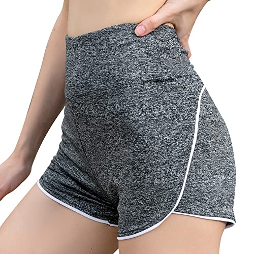 Everbellus Damen Hoher Taille Sportliche Shorts Fitness Running Yoga Shorts Grau Small von Everbellus