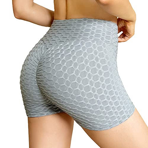 Everbellus Damen Laufshorts mit hoher Taille Yoga-Shorts, grau, Small von Everbellus