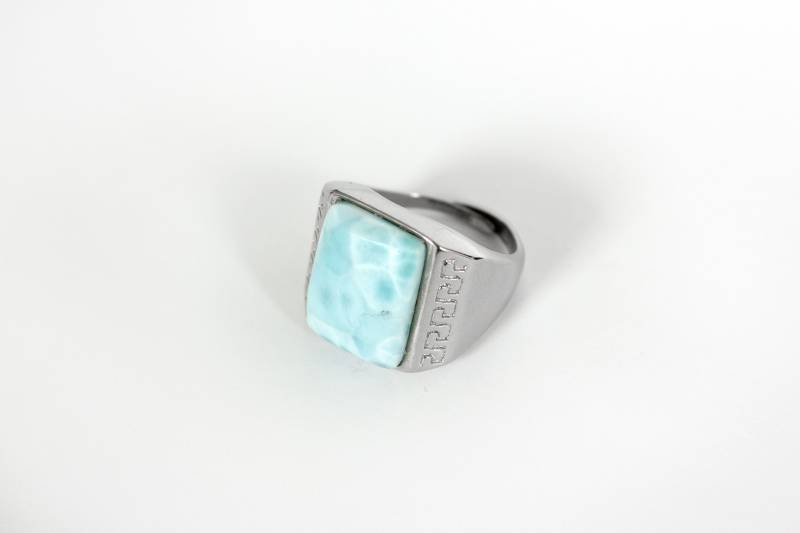 Larimar Herrenring, Echter Blauer Stein in 925 Sterling Silber. Handgefertigt, Einzigartiges Design. Perfektes Geschenk Für Ihn - Natürlich von EverblissDesigns
