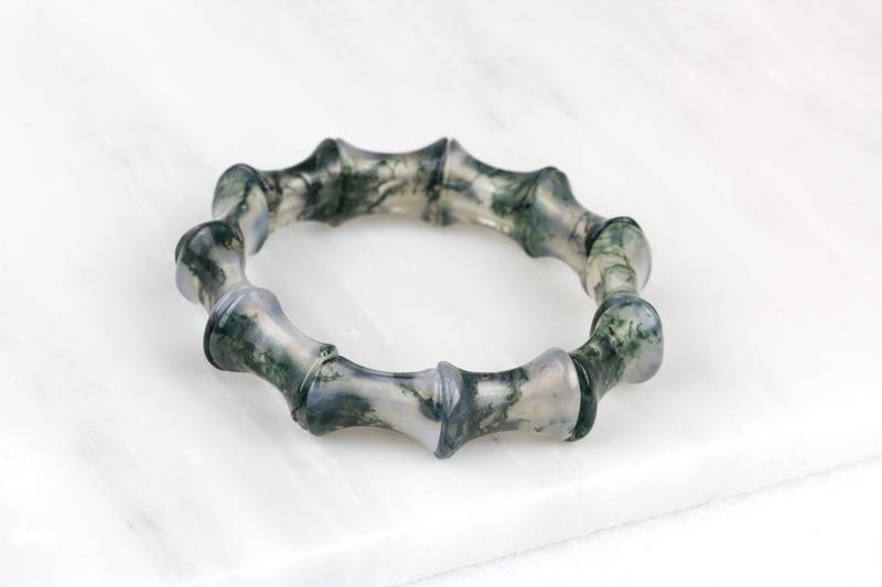 stein Manschette Armband/Boho Grün Grüne Moos Achat von EverblissDesigns