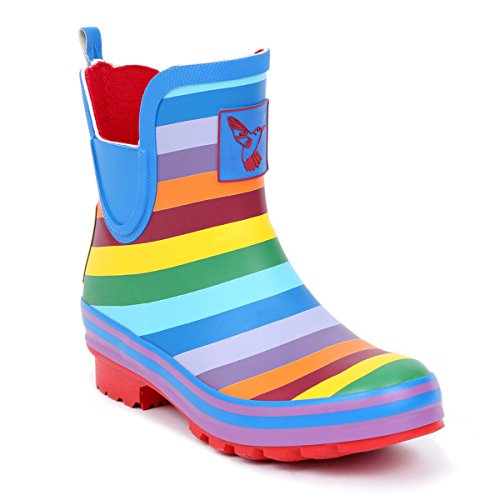 Evercreatures Frauen Regen-Boot Stiefelette wasserdicht, mehrfarbig (Regenbogen), UK7/EU40 von Evercreatures