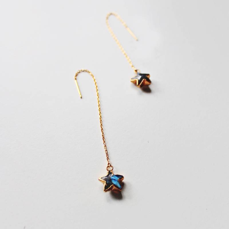 Labradorit Stern Ohrring Faden, Baumelnden Ohr Simi Edel-Ohrring-Thread von Everfound